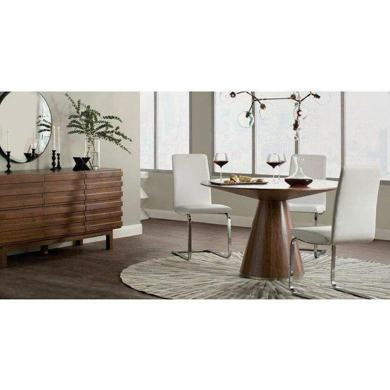 Semi Gloss Brown Round Dining Table Seats 4