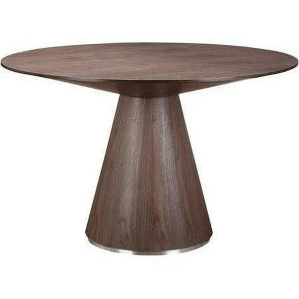 Semi Gloss Brown Round Dining Table Seats 4