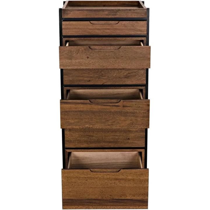 Seoul Wood and Steel Tallboy - LOOMLAN - Noir - Dressers