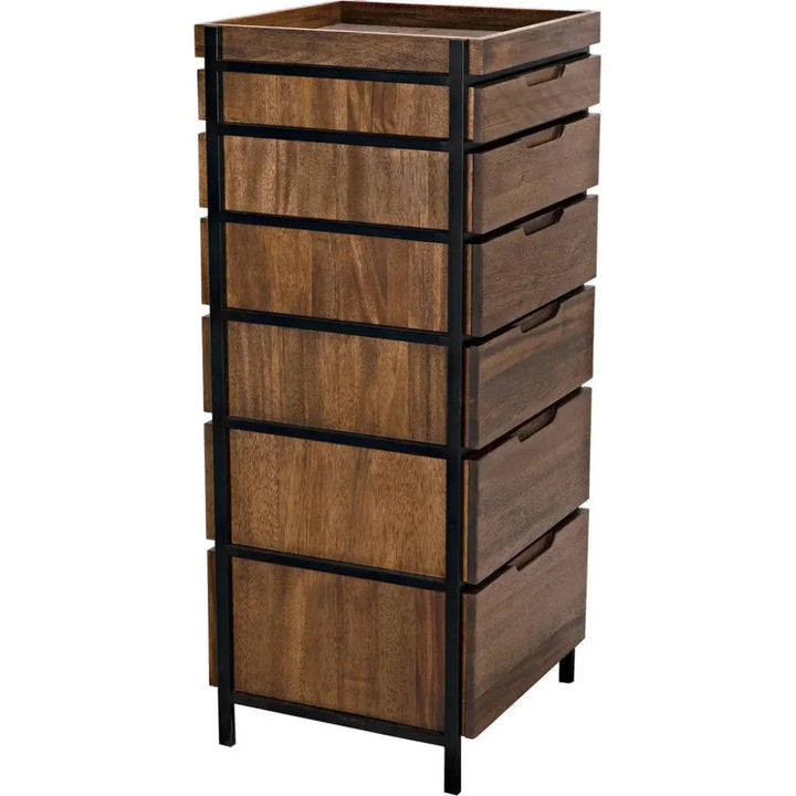 Seoul Wood and Steel Tallboy - LOOMLAN - Noir - Dressers