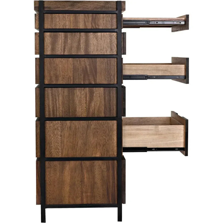 Seoul Wood and Steel Tallboy - LOOMLAN - Noir - Dressers