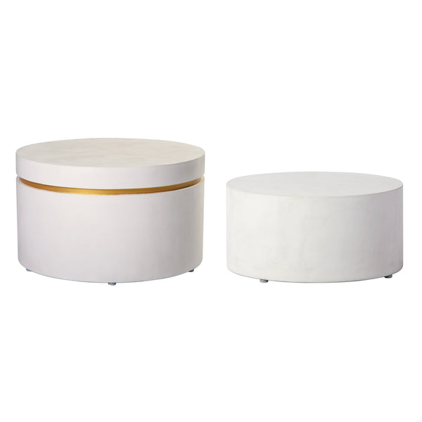 Serendipity Ring Accent Table Set - Ivory White Outdoor End Tables-Outdoor Side Tables-Seasonal Living-LOOMLAN