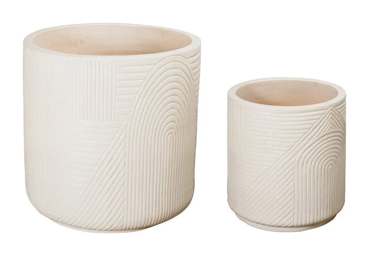 Serenity Textured Ceramic Patio Planter (Set Of 2) - LOOMLAN - Seasonal Living - Outdoor Accessories