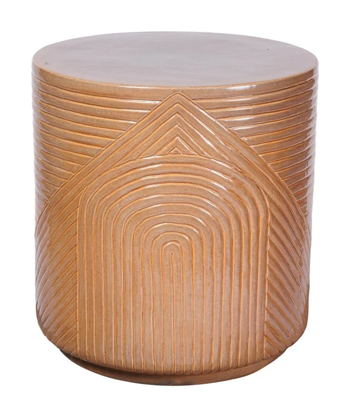 Serenity Textured Ceramic Patio Stool-Garden Stools-Seasonal Living-LOOMLAN