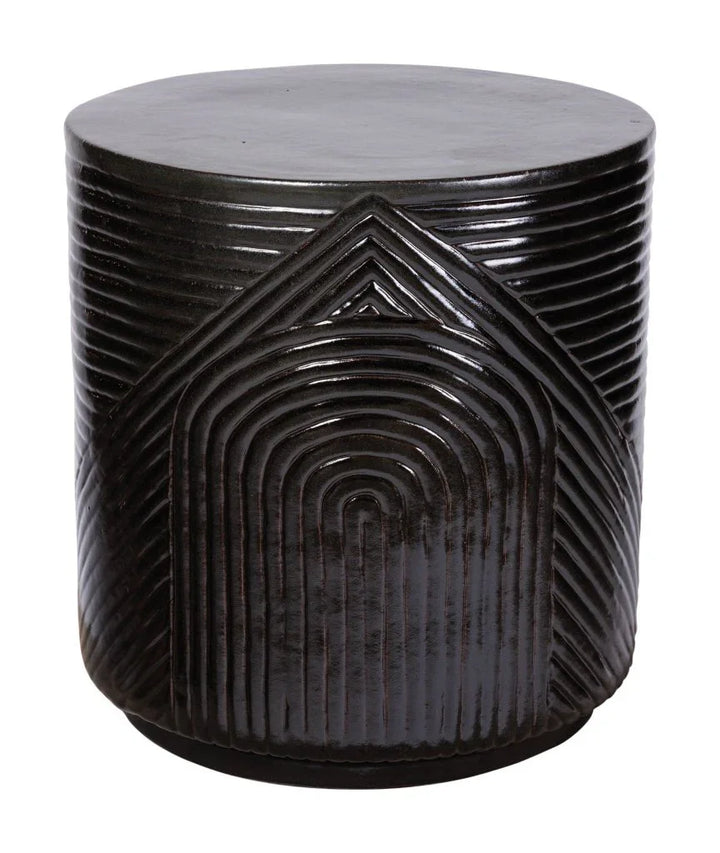 Serenity Textured Ceramic Patio Stool-Garden Stools-Seasonal Living-LOOMLAN