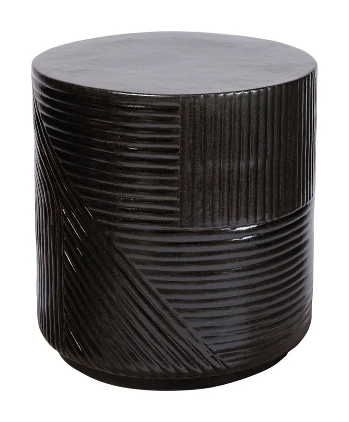 Serenity Textured Ceramic Patio Stool-Garden Stools-Seasonal Living-LOOMLAN