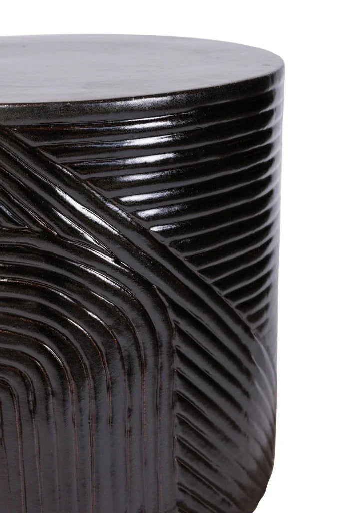 Serenity Textured Ceramic Patio Stool-Garden Stools-Seasonal Living-LOOMLAN