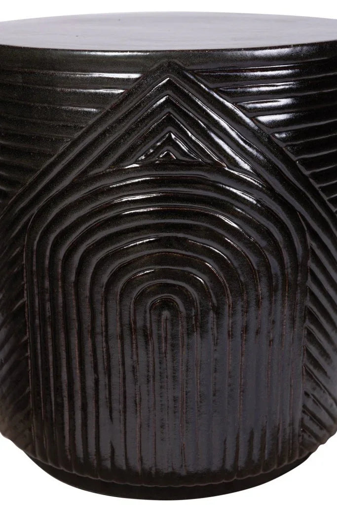 Serenity Textured Ceramic Patio Stool-Garden Stools-Seasonal Living-LOOMLAN