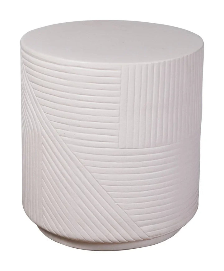 Serenity Textured Ceramic Patio Stool-Garden Stools-Seasonal Living-LOOMLAN