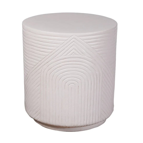 Serenity Textured Ceramic Patio Stool-Garden Stools-Seasonal Living-Linen Semi-Gloss-LOOMLAN