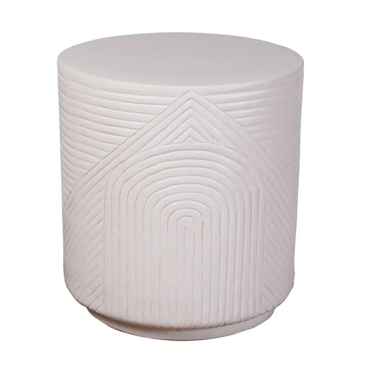 Serenity Textured Ceramic Patio Stool-Garden Stools-Seasonal Living-Linen Semi-Gloss-LOOMLAN