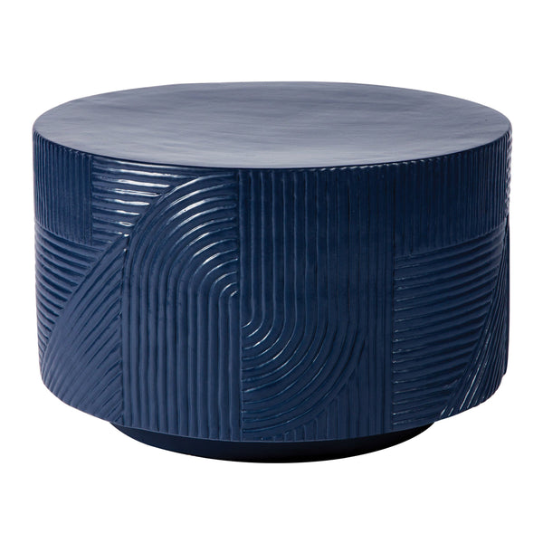 Serenity Textured Round Table 24" - Blue Outdoor Accent Table-Outdoor Side Tables-Seasonal Living-LOOMLAN