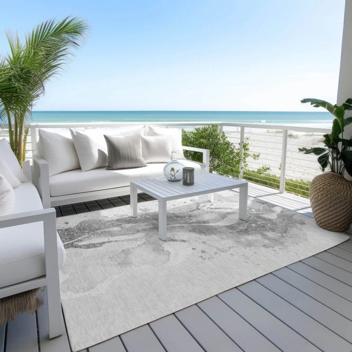 Serenza Gray Washable Indoor - Outdoor Rug - LOOMLAN - LOOMLAN Rugs - Outdoor Rugs