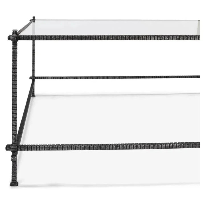 Serrated Edge Iron Square Coffee Table - LOOMLAN - Sarreid - Coffee Tables