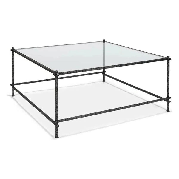 Serrated Edge Iron Square Coffee Table - LOOMLAN - Sarreid - Coffee Tables