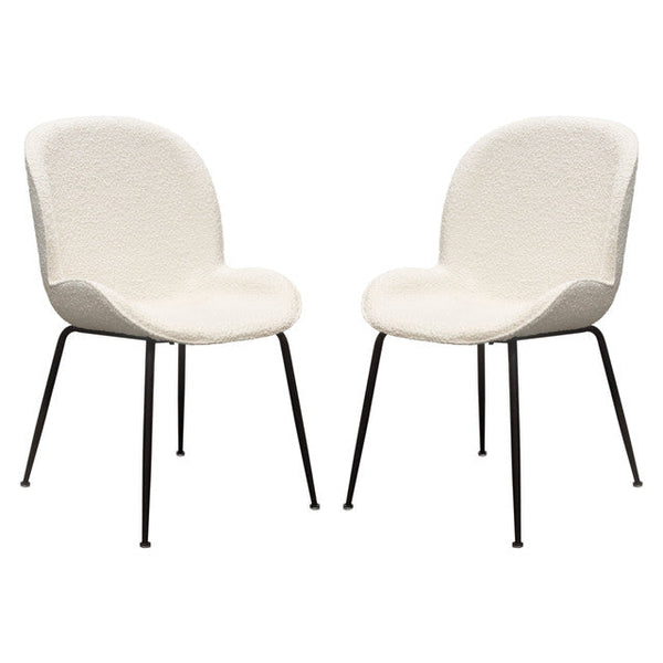 Session 2-Pack Dining Chair in Ivory Boucle-Dining Chairs-Diamond Sofa-LOOMLAN
