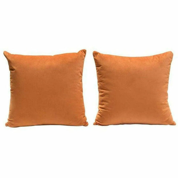 Set of 2 16" Square Accent Pillows in Rust Orange Velvet Throw Pillows LOOMLAN By Diamond Sofa