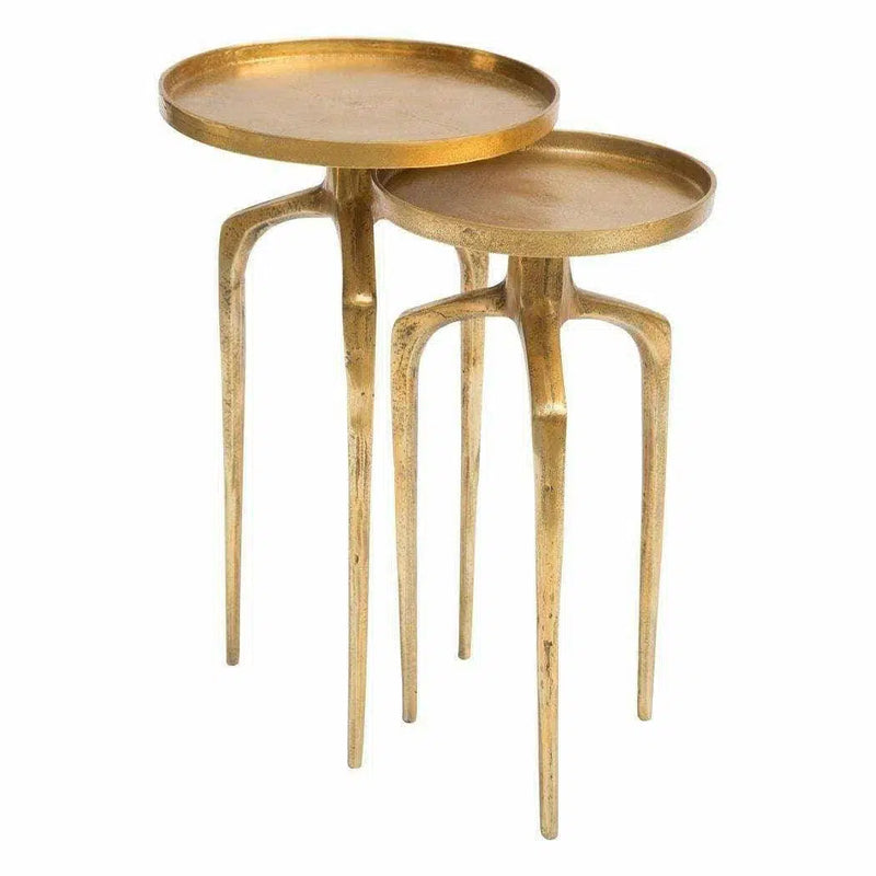 Set of 2 Como Accent Tables Antique Gold