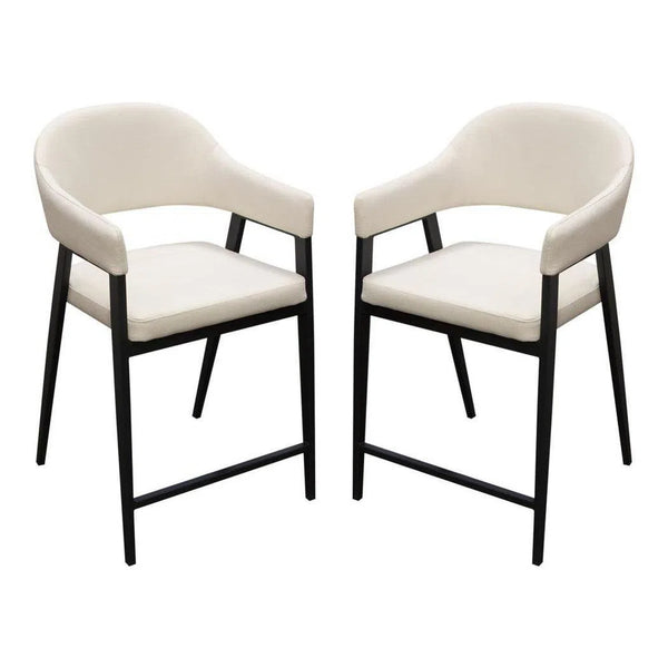 Set of 2 Counter Height Chairs Upholstered In Cream Fabric Counter Stools LOOMLAN By Diamond Sofa