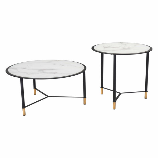 Set of 2 Davis Coffee Tables Black & White Coffee Tables LOOMLAN By Zuo Modern