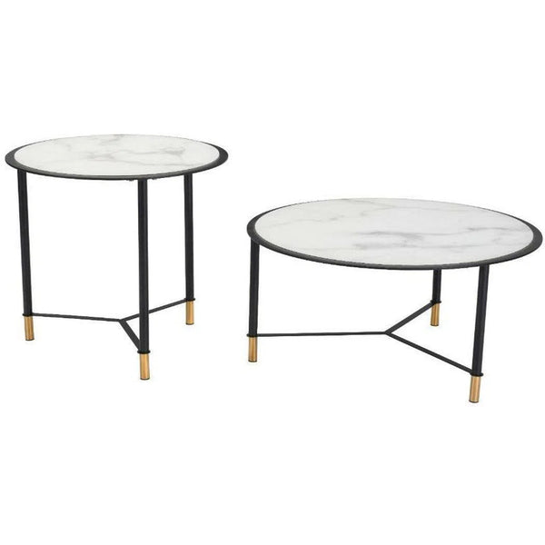 Set of 2 Davis Coffee Tables Black & White Coffee Tables LOOMLAN By Zuo Modern