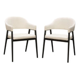 Set of 2 Dining Accent Chairs Upholstered In Cream Fabric Dining Chairs LOOMLAN By Diamond Sofa