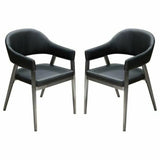 Set of 2 Dining Accent Chairs in Black Leather Steel Leg Dining Chairs LOOMLAN By Diamond Sofa