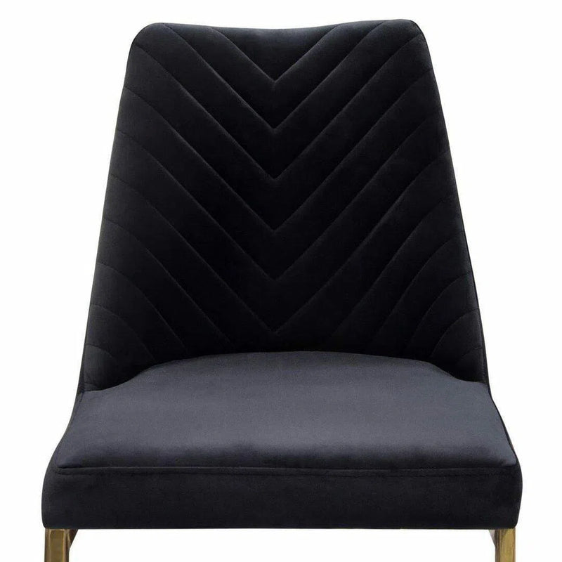 Set of 2 Dining Chairs in Black Velvet with Gold Metal Base Dining Chairs LOOMLAN By Diamond Sofa