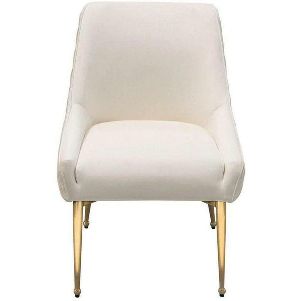 Set of 2 Dining Chairs in Cream Velvet Metal Dining Chairs LOOMLAN By Diamond Sofa