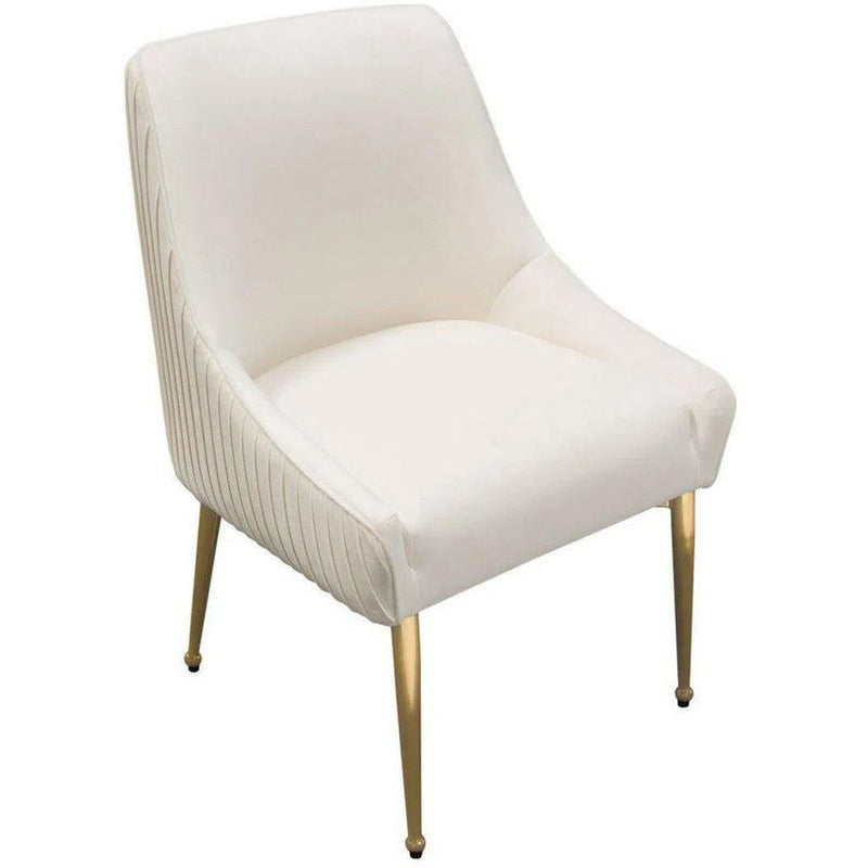 Set of 2 Dining Chairs in Cream Velvet Metal Dining Chairs LOOMLAN By Diamond Sofa