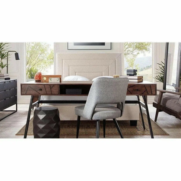 Set of 2 Dining Chairs in Grey Black Powder Coat Metal Leg Dining Chairs LOOMLAN By Diamond Sofa