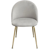 Set of 2 Dining Chairs in Grey Velvet Gold Metal Legs Dining Chairs LOOMLAN By Diamond Sofa