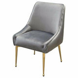 Set of 2 Dining Chairs in Grey Velvet Metal Dining Chairs LOOMLAN By Diamond Sofa