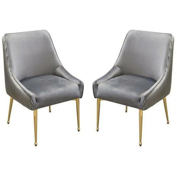 Set of 2 Dining Chairs in Grey Velvet Metal Dining Chairs LOOMLAN By Diamond Sofa