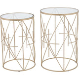 Set of 2 Hadrian Side Tables Gold & Clear