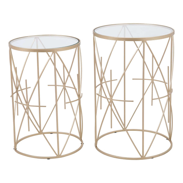 Set of 2 Hadrian Side Tables Gold & Clear Side Tables LOOMLAN By Zuo Modern