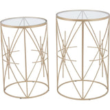 Set of 2 Hadrian Side Tables Gold & Clear