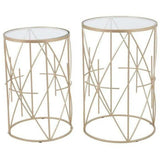 Set of 2 Hadrian Side Tables Gold & Clear