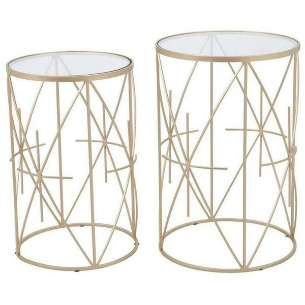 Set of 2 Hadrian Side Tables Gold & Clear Side Tables LOOMLAN By Zuo Modern