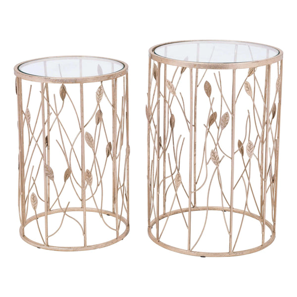 Set of 2 Sage Side Tables Clear & Gold Side Tables LOOMLAN By Zuo Modern