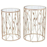 Set of 2 Sage Side Tables Clear & Gold