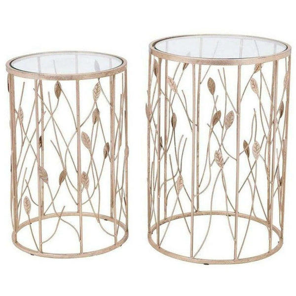 Set of 2 Sage Side Tables Clear & Gold Side Tables LOOMLAN By Zuo Modern
