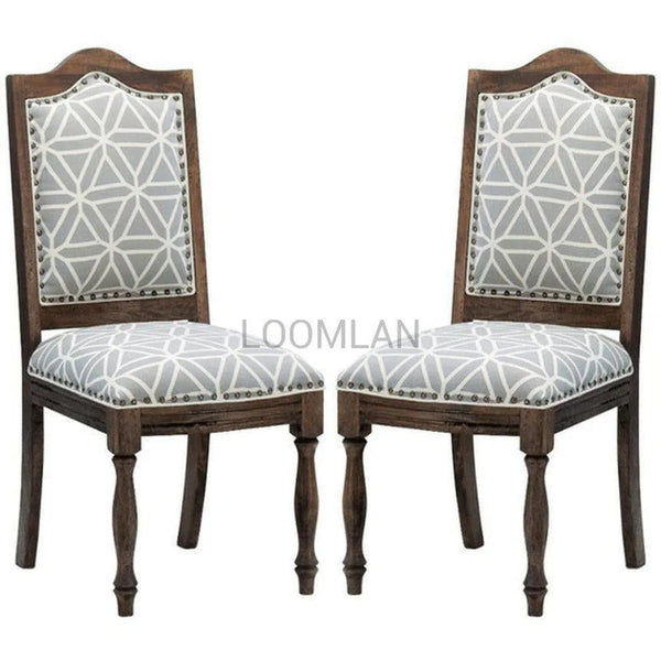 Set of 2 Upholstered Dining Chairs Wood Base Dining Chairs LOOMLAN By LOOMLAN