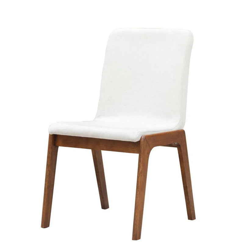 Set of 2 White Armless Dining Chairs Cotton Blend Wood Frame Dining Chairs LOOMLAN By LHIMPORTS