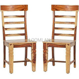 Set of 2 Wood Carved Turned Legs Dining Chair Samoa Dining Chairs LOOMLAN By LOOMLAN