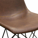 Set of 4 Dining Chairs in Chocolate Leather Black Metal Base Dining Chairs LOOMLAN By Diamond Sofa