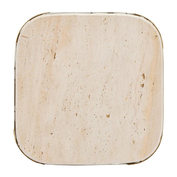 Sev Travertine Accent Table - LOOMLAN - Currey & Co - Side Tables