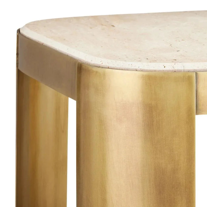 Sev Travertine Accent Table - LOOMLAN - Currey & Co - Side Tables