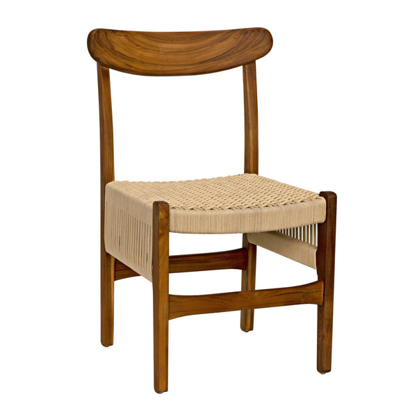 Shagira Chair, Teak with Woven Rope-Dining Chairs-Noir-LOOMLAN