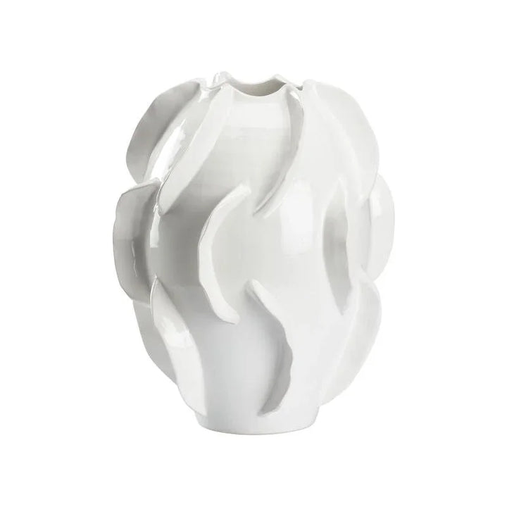 Shard White Glazed Ceramic Vase - LOOMLAN - Chelsea House - Vases & Jars